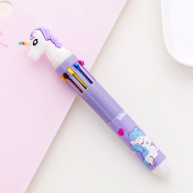 Wholesale Plastic Cute Hippopotamus Dinosaur 10 Color Ballpoint Pen